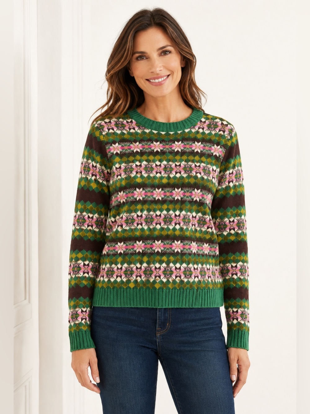 Lilly Pulitzer Fair Isle Wool Cashmere/Wool Blend Sweater L